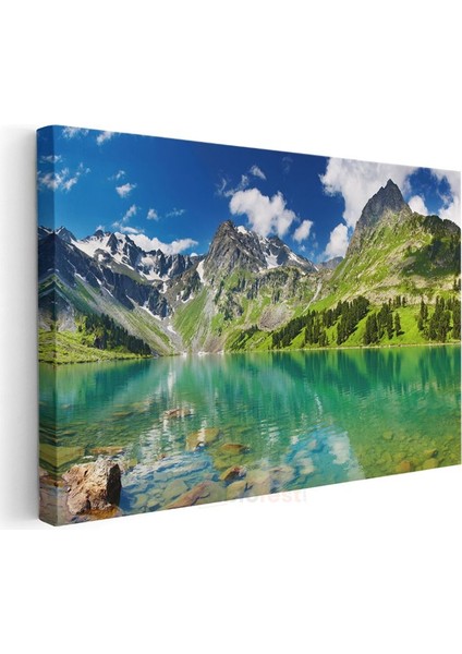 Alp Gölü - Turkuaz Sular ve Karlı Zirveler Kanvas Tablo modelleri