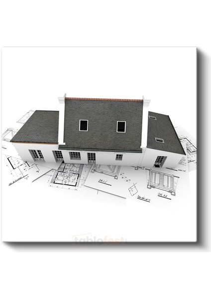 Mimar - Klasik Villa Tasarımı ve Teknik Çizimler Kanvas Tablo