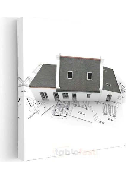 Mimar - Klasik Villa Tasarımı ve Teknik Çizimler Kanvas Tablo