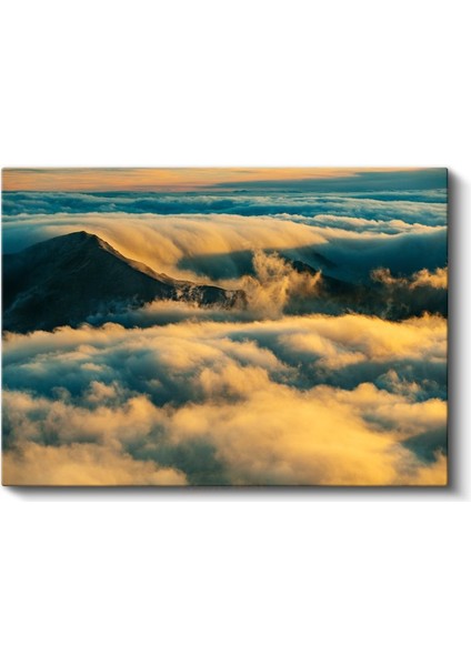 Bulutlar Üstünde - Altın Işıklı Dağ Zirvesi Kanvas Tablo fiyatları