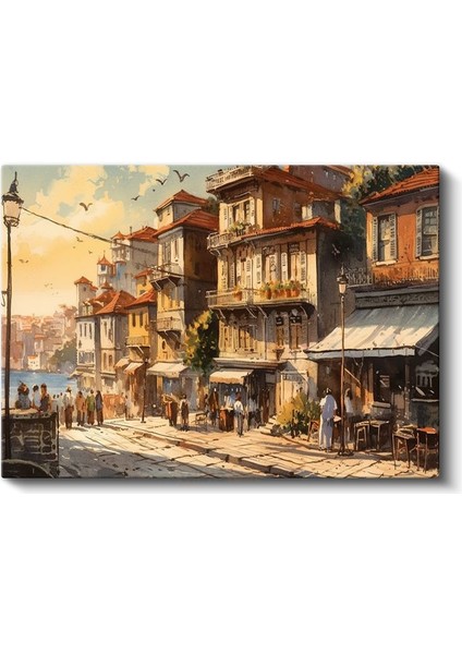 Boğaz Evleri - Güneşli Sokakta Tarihi Yapılar Kanvas Tablo fiyatları