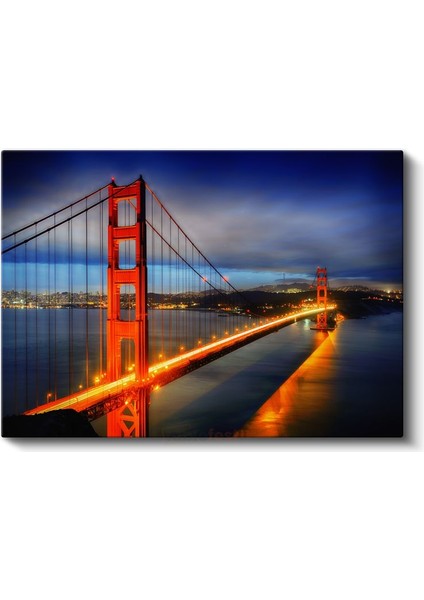 Golden Gate - Gece Işıkları Altında Ikonik Köprü Kanvas Tablo fiyatları