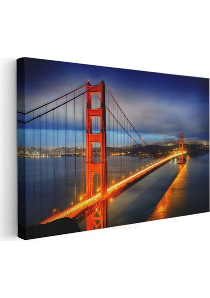 Golden Gate - Gece Işıkları Altında Ikonik Köprü Kanvas Tablo modelleri