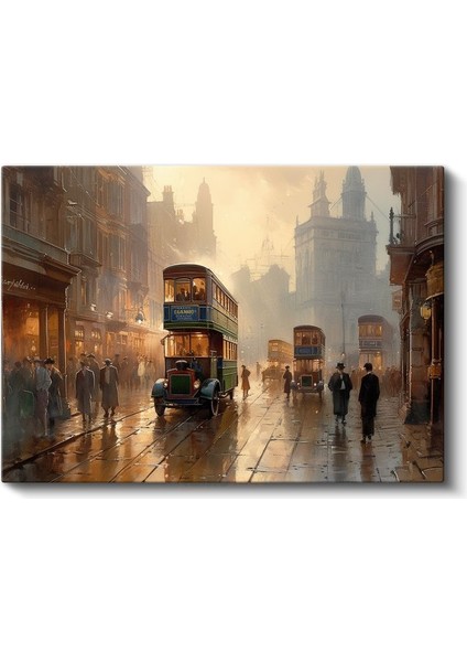 Nostaljik Londra - Tramvaylı Sokak Kanvas Tablo fiyatları