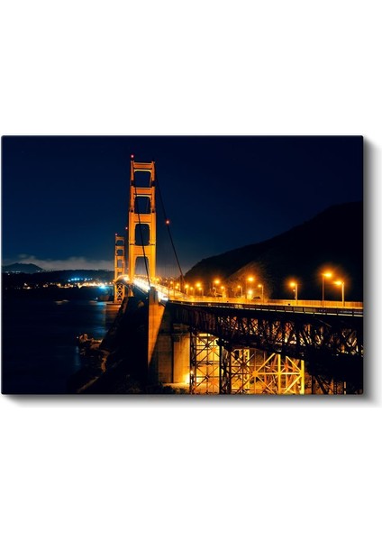 Golden Gate Köprüsü - Gece Görünümü Kanvas Tablo
