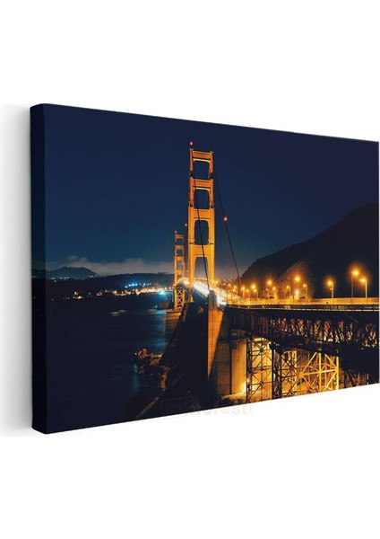 Golden Gate Köprüsü - Gece Görünümü Kanvas Tablo