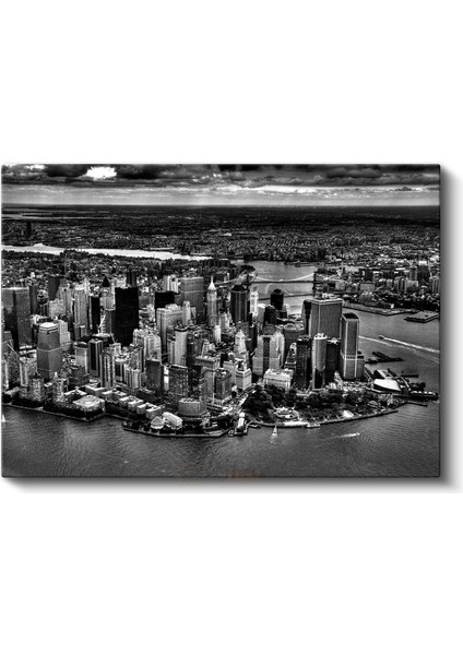 Manhattan Adası - Havadan Şehir Panoraması Kanvas Tablo