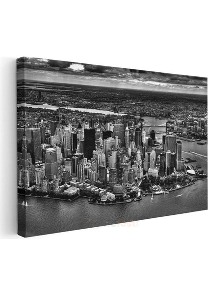 Manhattan Adası - Havadan Şehir Panoraması Kanvas Tablo