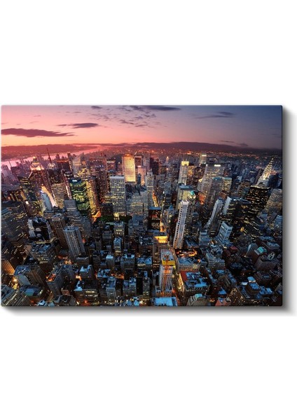 New York Manzarası - Gökdelenler ve Gün Batımı Kanvas Tablo fiyatları