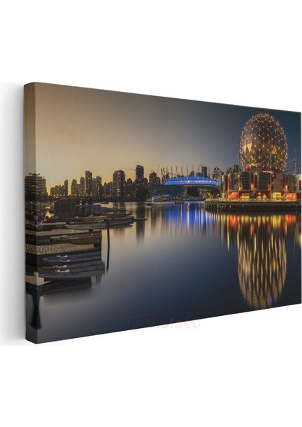 Vancouver Gece Panoraması - Işıltılı Şehir Silueti Kanvas Tablo