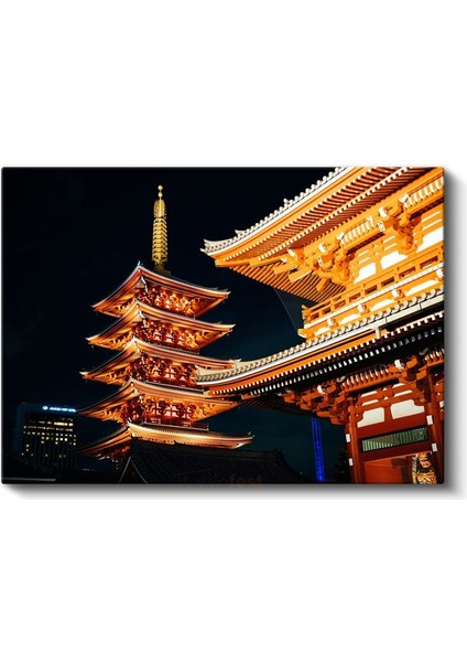 Japon Tapınağı - Gece Aydınlatması Kanvas Tablo