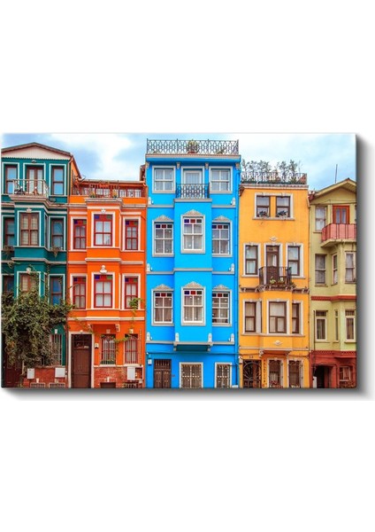 Balat Evleri - Istanbul'un Renkli Cepheleri Kanvas Tablo