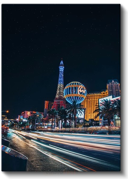 Las Vegas Bulvarı - Gece Işıkları ve Mimari Ikonlar Kanvas Tablo