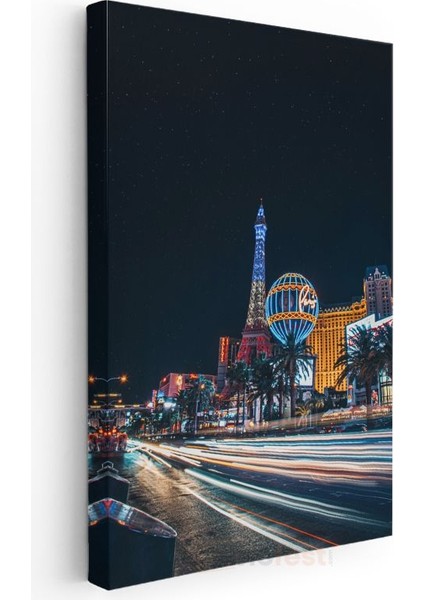 Las Vegas Bulvarı - Gece Işıkları ve Mimari Ikonlar Kanvas Tablo