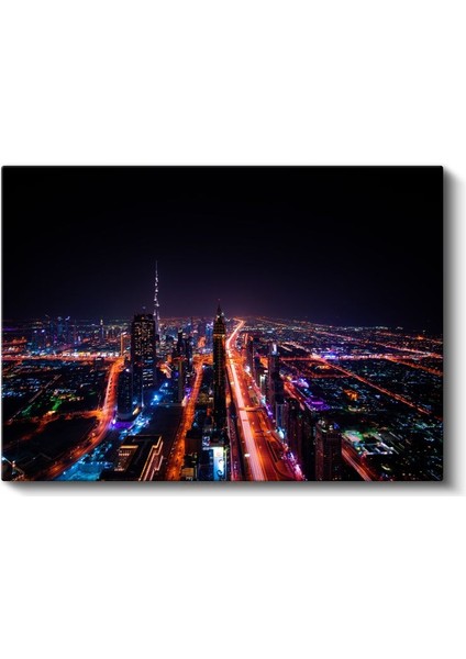 Dubai Gecesi - Işıklı Otoyollar Kanvas Tablo fiyatları