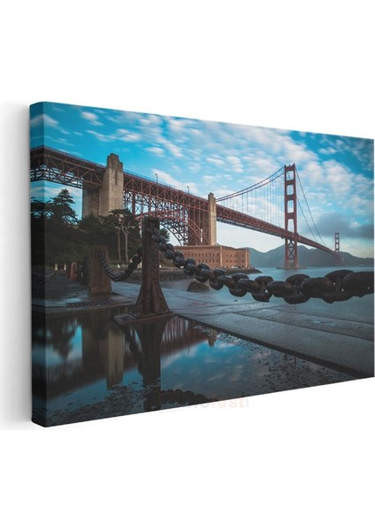 Golden Gate - Mavi Gökyüzü Altında Ikonik Köprü Kanvas Tablo modelleri