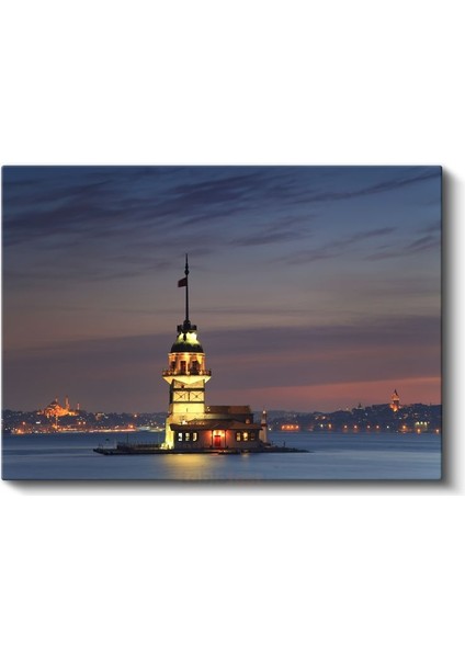 Kız Kulesi - Akşam Işıklarında Deniz Feneri Kanvas Tablo fiyatları