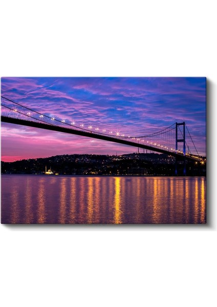 Boğaziçi Köprüsü - Mor Işıklı Gün Batımı Kanvas Tablo fiyatları