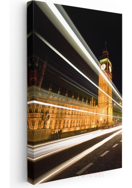 Big Ben - Gece Işık Izleri Kanvas Tablo modelleri