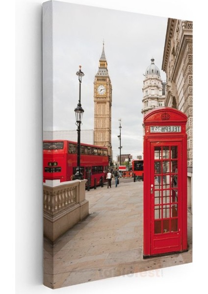 Londra Simgeleri - Kırmızı Telefon Kulübesi Kanvas Tablo modelleri