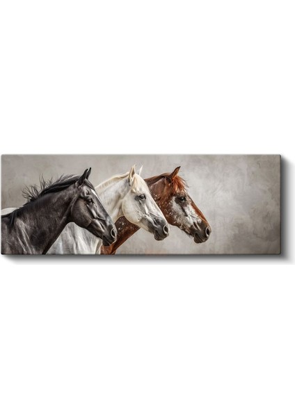 Üç Soylu - Yan Yana Duran Farklı Atlar Kanvas Tablo fiyatları