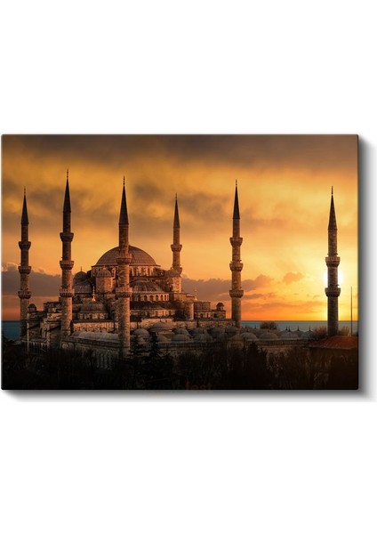 Sultanahmet Camii - Altın Tonlarında Gün Batımı Kanvas Tablo