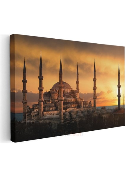 Sultanahmet Camii - Altın Tonlarında Gün Batımı Kanvas Tablo