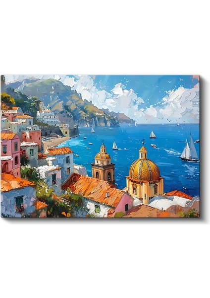 Positano Kubbesi - Italyan Sahil Kasabası Kanvas Tablo