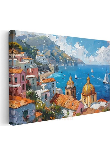 Positano Kubbesi - Italyan Sahil Kasabası Kanvas Tablo