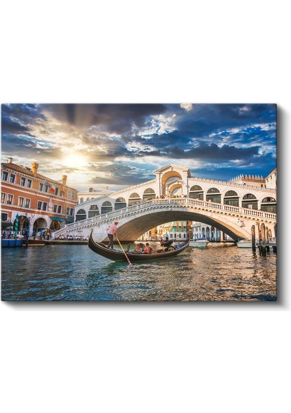 Rialto Köprüsü - Venedik Kanallarında Gün Batımı Kanvas Tablo fiyatları
