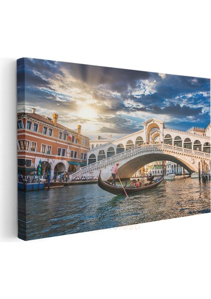 Rialto Köprüsü - Venedik Kanallarında Gün Batımı Kanvas Tablo modelleri