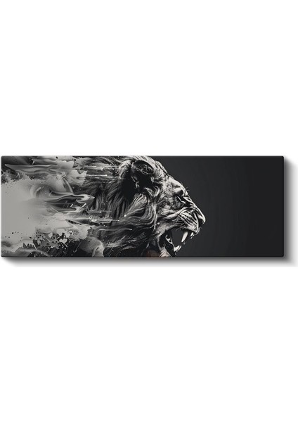 Kükreyen Aslan - Sanatsal Siyah Beyaz Aslan Portresi Kanvas Tablo fiyatları