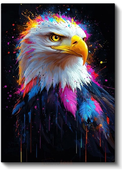 Renkli Kartal - Canlı Renk Sıçramalı Yırtıcı Kuş Kanvas Tablo fiyatları