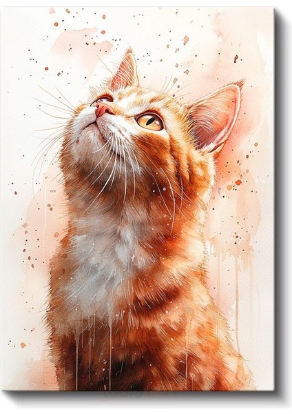 Meraklı Kedi - Yukarı Bakan Turuncu Tüylü Dost Kanvas Tablo fiyatları