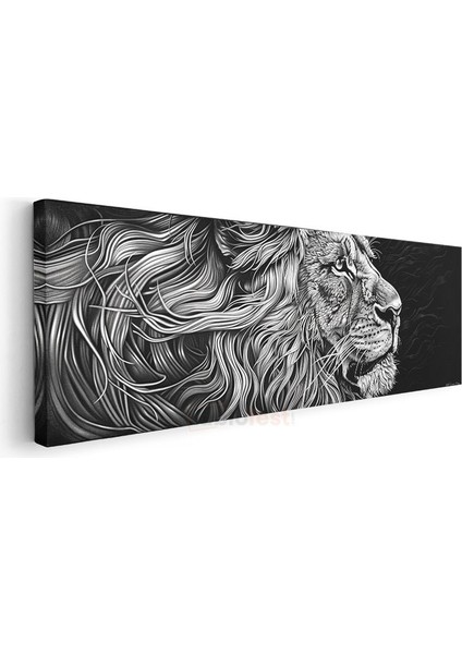 Asil Profil - Detaylı Çizim Aslan Portresi Kanvas Tablo modelleri