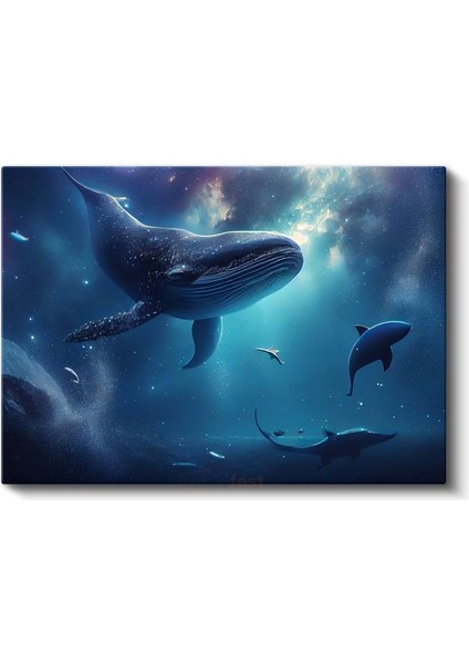 Okyanus Devi - Derin Sularda Yüzen Balina Kanvas Tablo fiyatları