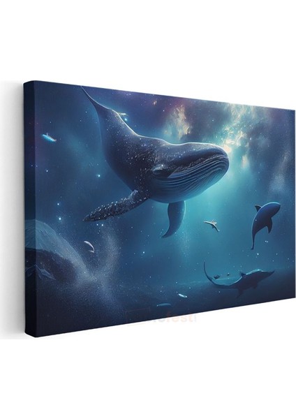 Okyanus Devi - Derin Sularda Yüzen Balina Kanvas Tablo modelleri