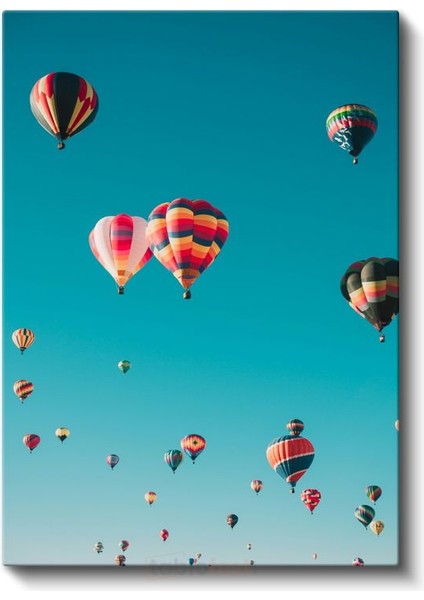 Sıcak Hava Balonları - Turkuaz Gökyüzünde Renkli Festival Kanvas Tablo fiyatları