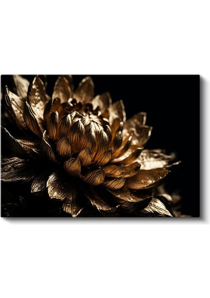 Altın Çiçek - Metalik Görünümlü Sanatsal Tasarım Kanvas Tablo fiyatları