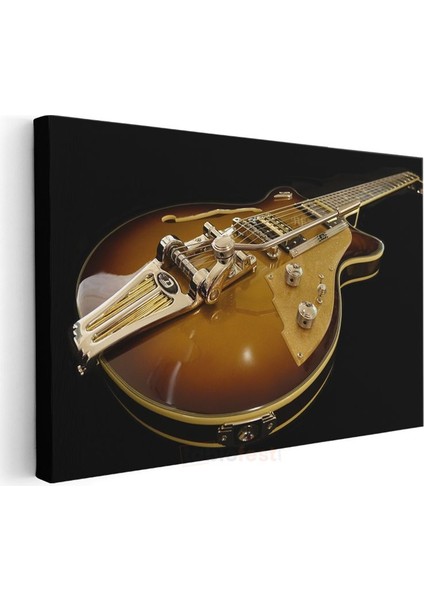 Vintage Gitar - Amber Tonlarında Müzik Kanvas Tablo