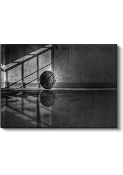 Minimalist Basketbol - Siyah Beyaz Yansıma Kanvas Tablo