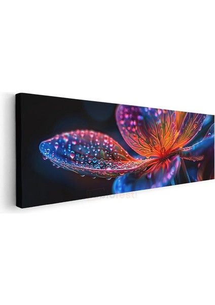 Neon Çiçek - Çiy Damlaları ile Süslenmiş Makro Çekim Kanvas Tablo modelleri
