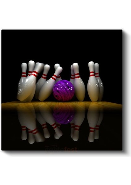 Bowling - Mor Top ve Beyaz Lobutlar Kanvas Tablo