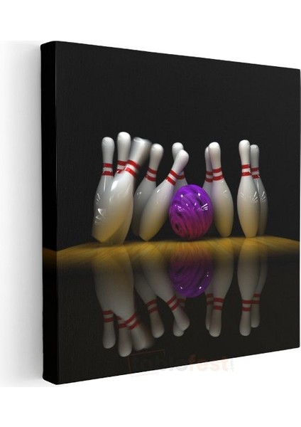 Bowling - Mor Top ve Beyaz Lobutlar Kanvas Tablo