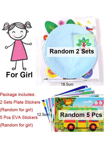 7pcs Çocuklar 3D Dıy El Yapımı Oyuncaklar 2 Kağıt Tabak Çıkartma Malzemesi 5 Eva Sticker Kids Anaokulu Sanat Zanaat Eğitim Oyuncakları Gyhcolor: 5eva 2 Plakalı Çocuk (Yurt Dışından)