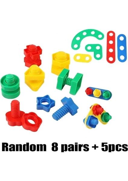 8 Set Vidalı Yapı Taşları Plastik E Blokları Çocuklar Için Sunu Bilgi Yapılıkları Eğitim Oyuncaklar Montessori Ölçek Modelleri Renk: Vidalar Tahta Seti (Yurt Dışından)