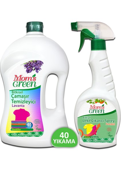2'li Set Bitkisel Çamaşır Temizleyici Renkliler 40 Yıkama - Bitkisel Leke Çıkarıcı Sprey 750 ml Hediye Eco