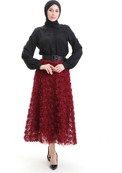 Güllü Tül Etek 21300-03 Bordo fiyatları