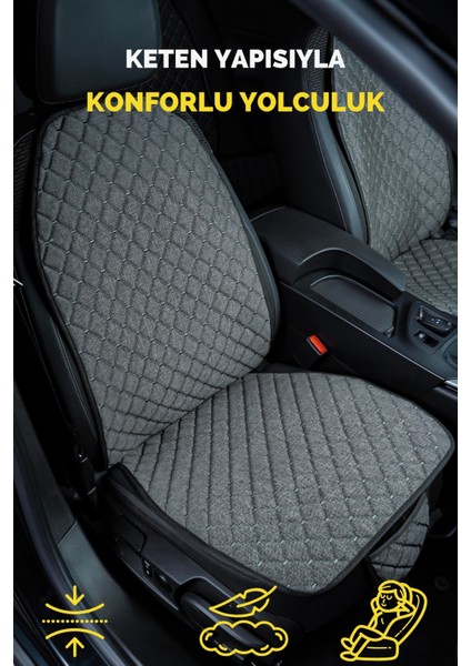 Fiat Praticoecarteks Terletmez Cepli Kaymaz Keten Oto Kılıf-Minder ( 7 Parça-Füme )