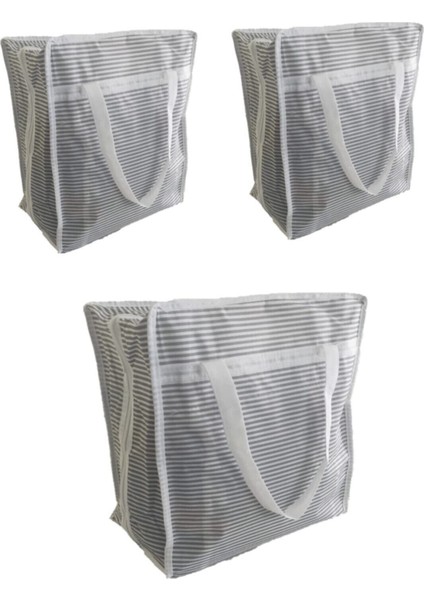 3 Adet- Seyahat Tipi Ayakkabı Hurcu - Ayakkabı Çantası 35 x 22 x 40 cm - Çizgili Model